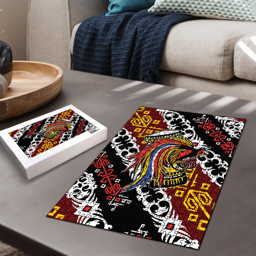 Papua New Guinea Bird Drum Puzzle Papuan Batik Motif LT9 - Polynesian Pride