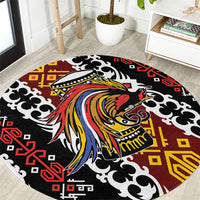 Papua New Guinea Bird Drum Round Carpet Papuan Batik Motif LT9 Black - Polynesian Pride