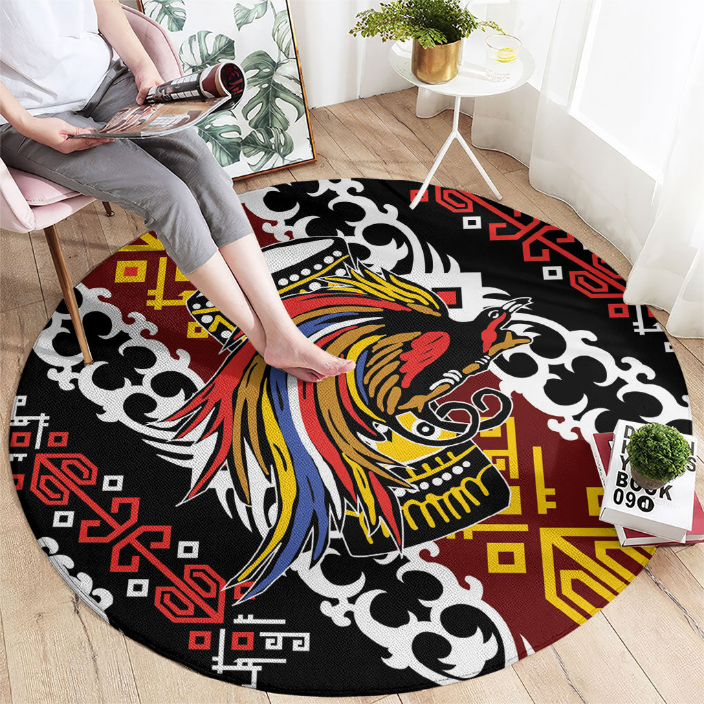 Papua New Guinea Bird Drum Round Carpet Papuan Batik Motif LT9 - Polynesian Pride