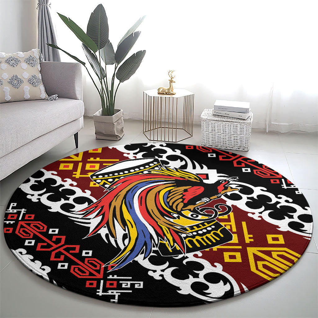 Papua New Guinea Bird Drum Round Carpet Papuan Batik Motif LT9 - Polynesian Pride