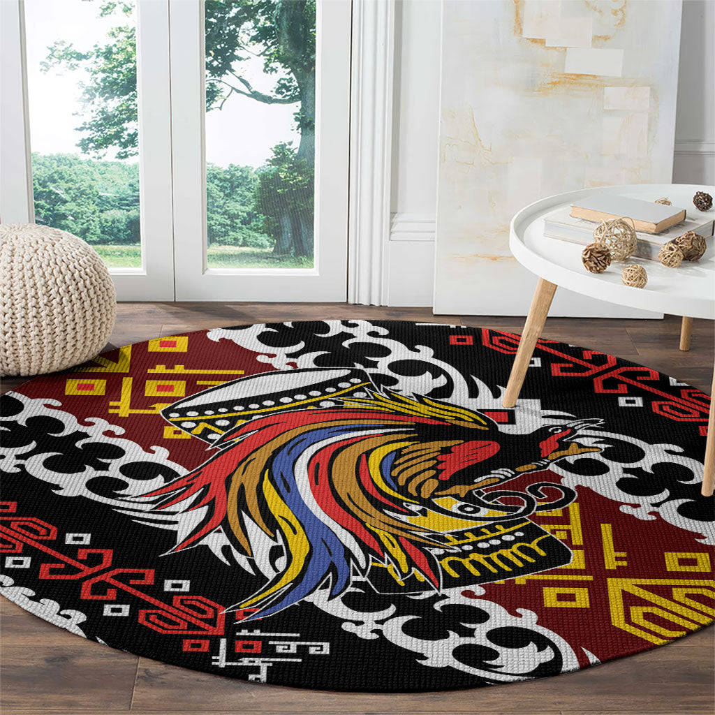 Papua New Guinea Bird Drum Round Carpet Papuan Batik Motif LT9 - Polynesian Pride