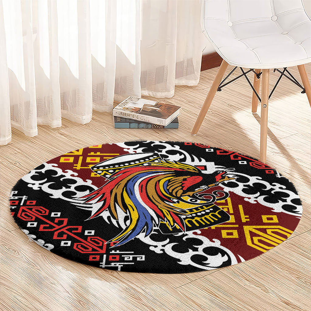 Papua New Guinea Bird Drum Round Carpet Papuan Batik Motif LT9 - Polynesian Pride