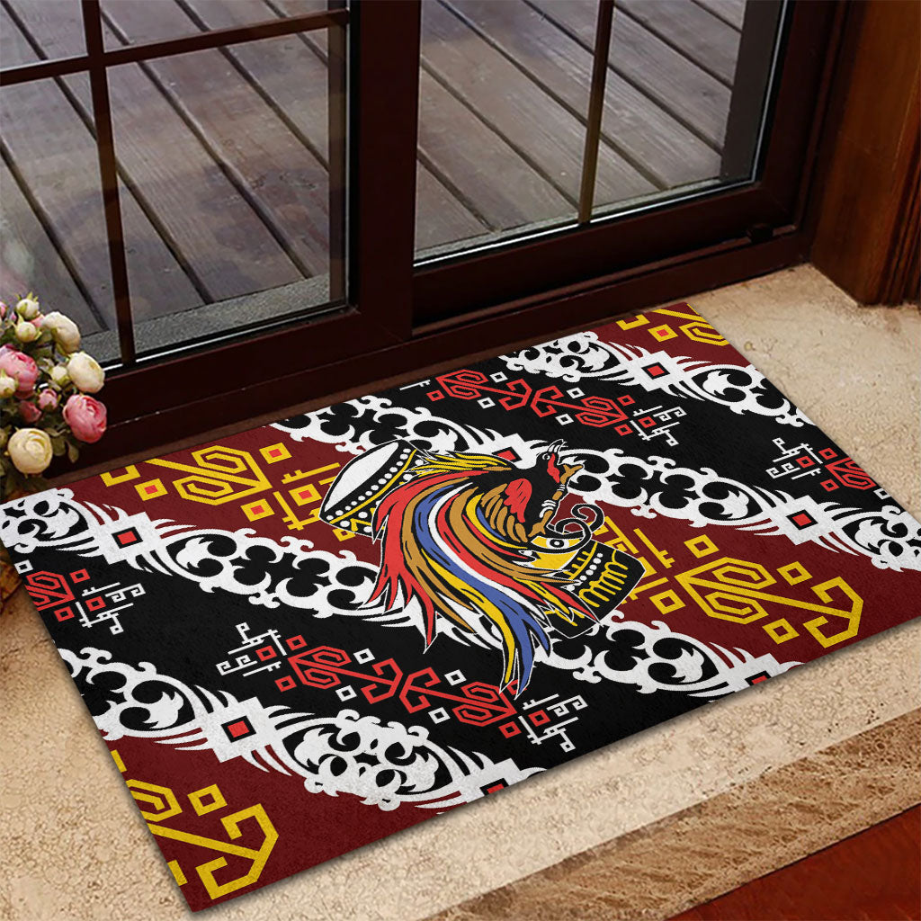 Papua New Guinea Bird Drum Rubber Doormat Papuan Batik Motif LT9 - Polynesian Pride