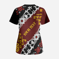 Personalised Papua New Guinea Bird Drum Scrub Top Papuan Batik Motif LT9 - Polynesian Pride