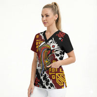 Personalised Papua New Guinea Bird Drum Scrub Top Papuan Batik Motif LT9 - Polynesian Pride