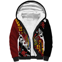 Personalised Papua New Guinea Bird Drum Sherpa Hoodie Papuan Batik Motif LT9 Unisex Black - Polynesian Pride