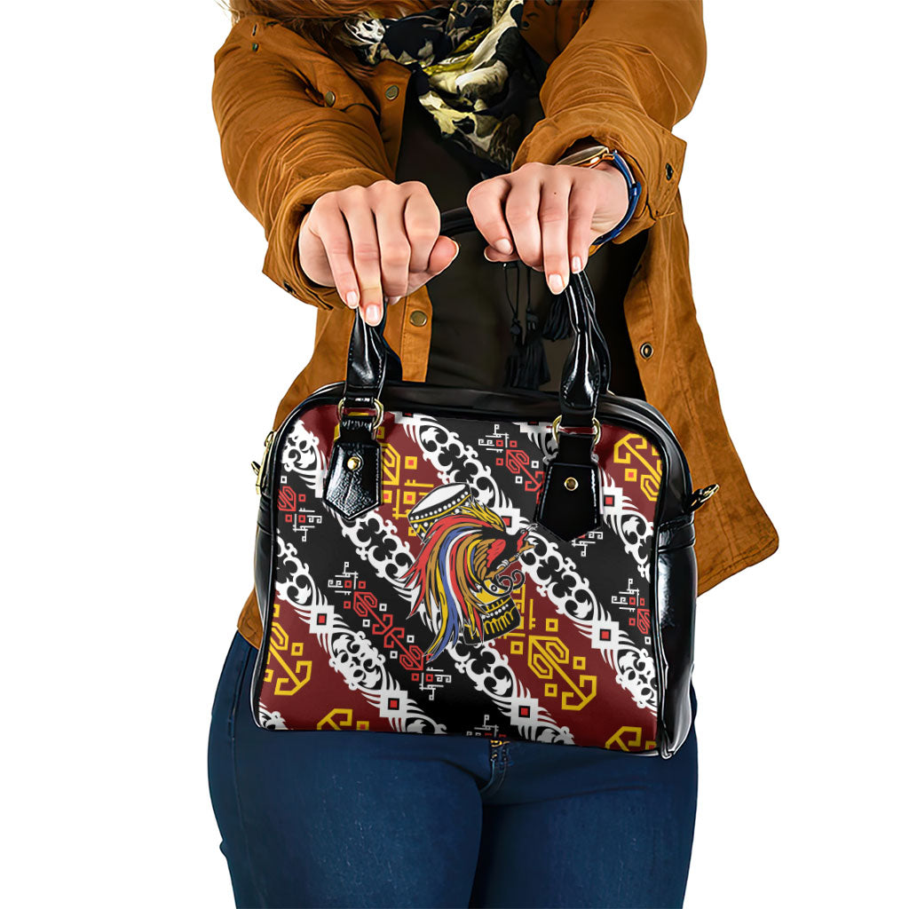 Papua New Guinea Bird Drum Shoulder Handbag Papuan Batik Motif LT9 One Size Black - Polynesian Pride
