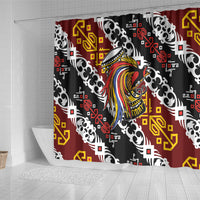 Papua New Guinea Bird Drum Shower Curtain Papuan Batik Motif LT9 - Polynesian Pride