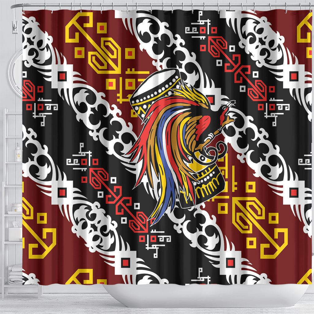 Papua New Guinea Bird Drum Shower Curtain Papuan Batik Motif LT9 - Polynesian Pride