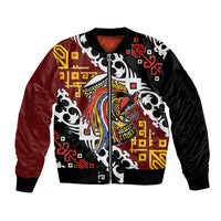 Personalised Papua New Guinea Bird Drum Sleeve Zip Bomber Jacket Papuan Batik Motif LT9 Unisex Black - Polynesian Pride