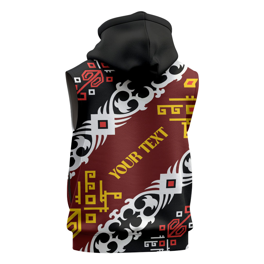 Personalised Papua New Guinea Bird Drum Sleeveless Hoodie Papuan Batik Motif LT9 - Polynesian Pride
