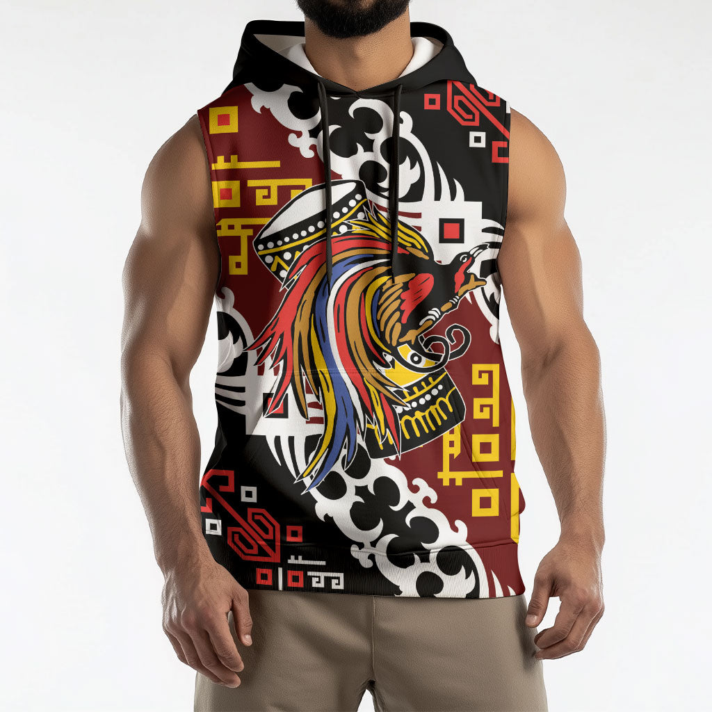 Personalised Papua New Guinea Bird Drum Sleeveless Hoodie Papuan Batik Motif LT9 - Polynesian Pride