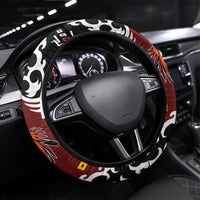 Papua New Guinea Bird Drum Steering Wheel Cover Papuan Batik Motif LT9 Universal Fit Black - Polynesian Pride