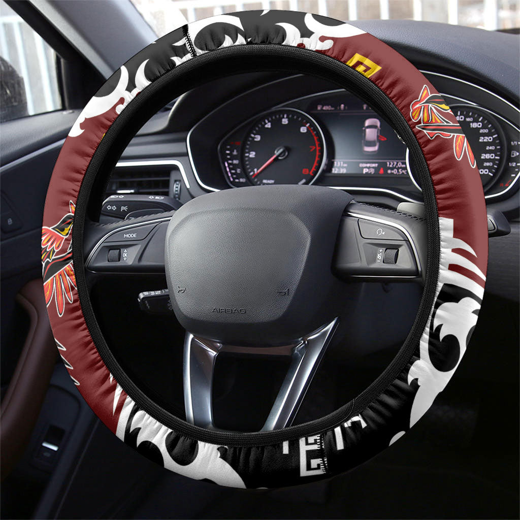 Papua New Guinea Bird Drum Steering Wheel Cover Papuan Batik Motif LT9 - Polynesian Pride