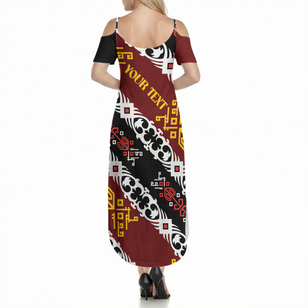 Personalised Papua New Guinea Bird Drum Summer Maxi Dress Papuan Batik Motif LT9 - Polynesian Pride