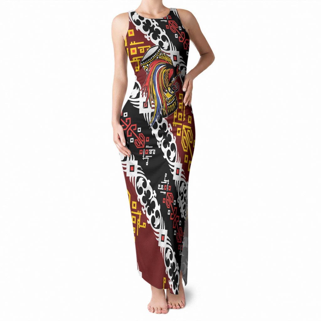 Personalised Papua New Guinea Bird Drum Tank Maxi Dress Papuan Batik Motif LT9 Women Black - Polynesian Pride