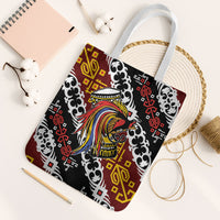 Papua New Guinea Bird Drum Tote Bag Papuan Batik Motif LT9 White Strap One Size Black - Polynesian Pride