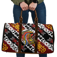 Papua New Guinea Bird Drum Travel Bag Papuan Batik Motif LT9 Black - Polynesian Pride