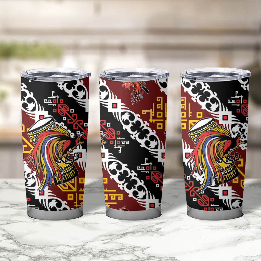 Papua New Guinea Bird Drum Tumbler Cup Papuan Batik Motif LT9 - Polynesian Pride