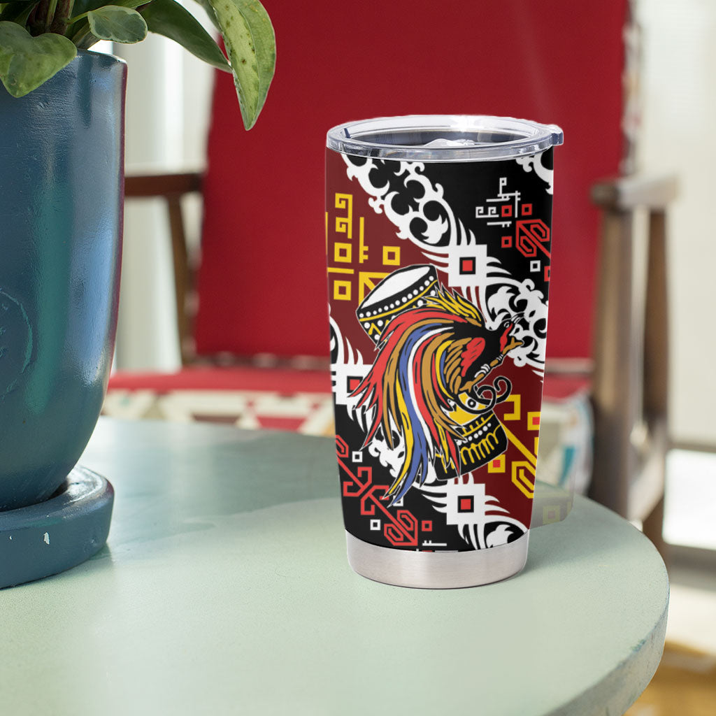 Papua New Guinea Bird Drum Tumbler Cup Papuan Batik Motif LT9 - Polynesian Pride