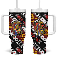 Papua New Guinea Bird Drum Tumbler With Handle Papuan Batik Motif LT9 One Size: 40 oz Black - Polynesian Pride