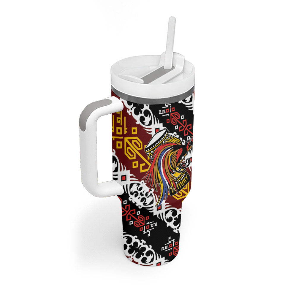 Papua New Guinea Bird Drum Tumbler With Handle Papuan Batik Motif LT9 - Polynesian Pride