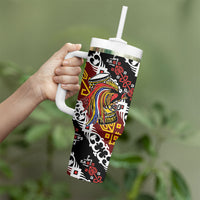 Papua New Guinea Bird Drum Tumbler With Handle Papuan Batik Motif LT9 - Polynesian Pride