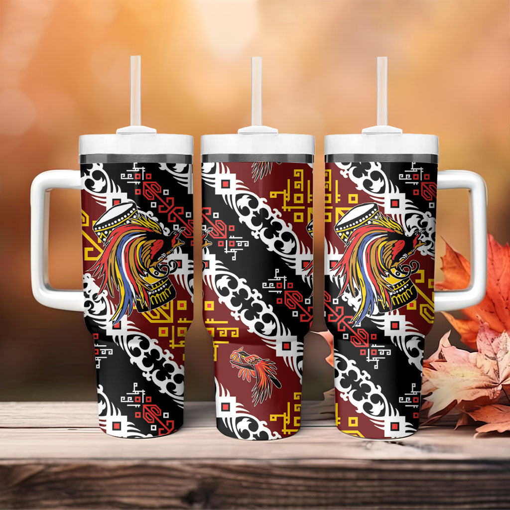 Papua New Guinea Bird Drum Tumbler With Handle Papuan Batik Motif LT9 - Polynesian Pride