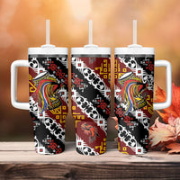 Papua New Guinea Bird Drum Tumbler With Handle Papuan Batik Motif LT9 - Polynesian Pride