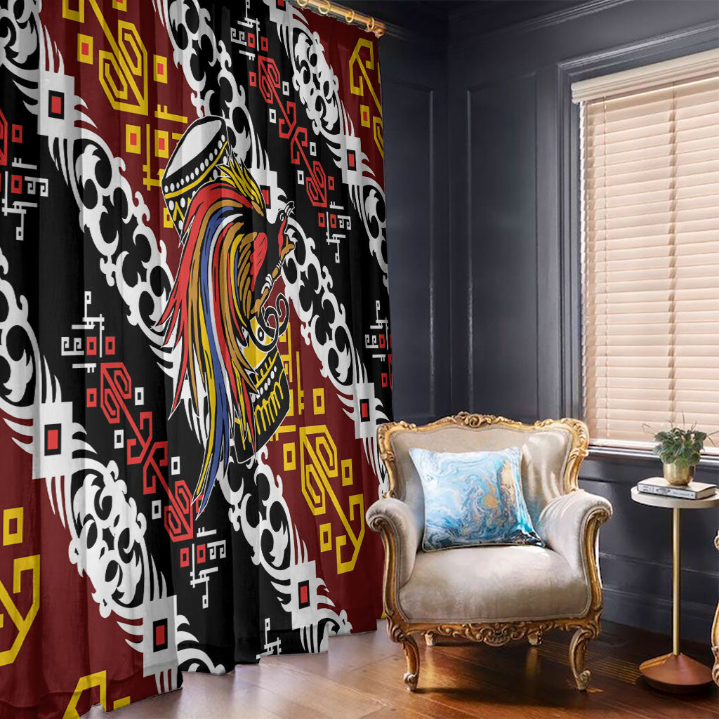 Papua New Guinea Bird Drum Window Curtain Papuan Batik Motif LT9 - Polynesian Pride