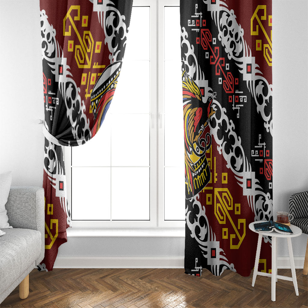 Papua New Guinea Bird Drum Window Curtain Papuan Batik Motif LT9 - Polynesian Pride