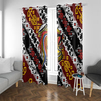 Papua New Guinea Bird Drum Window Curtain Papuan Batik Motif LT9 With Grommets Black - Polynesian Pride
