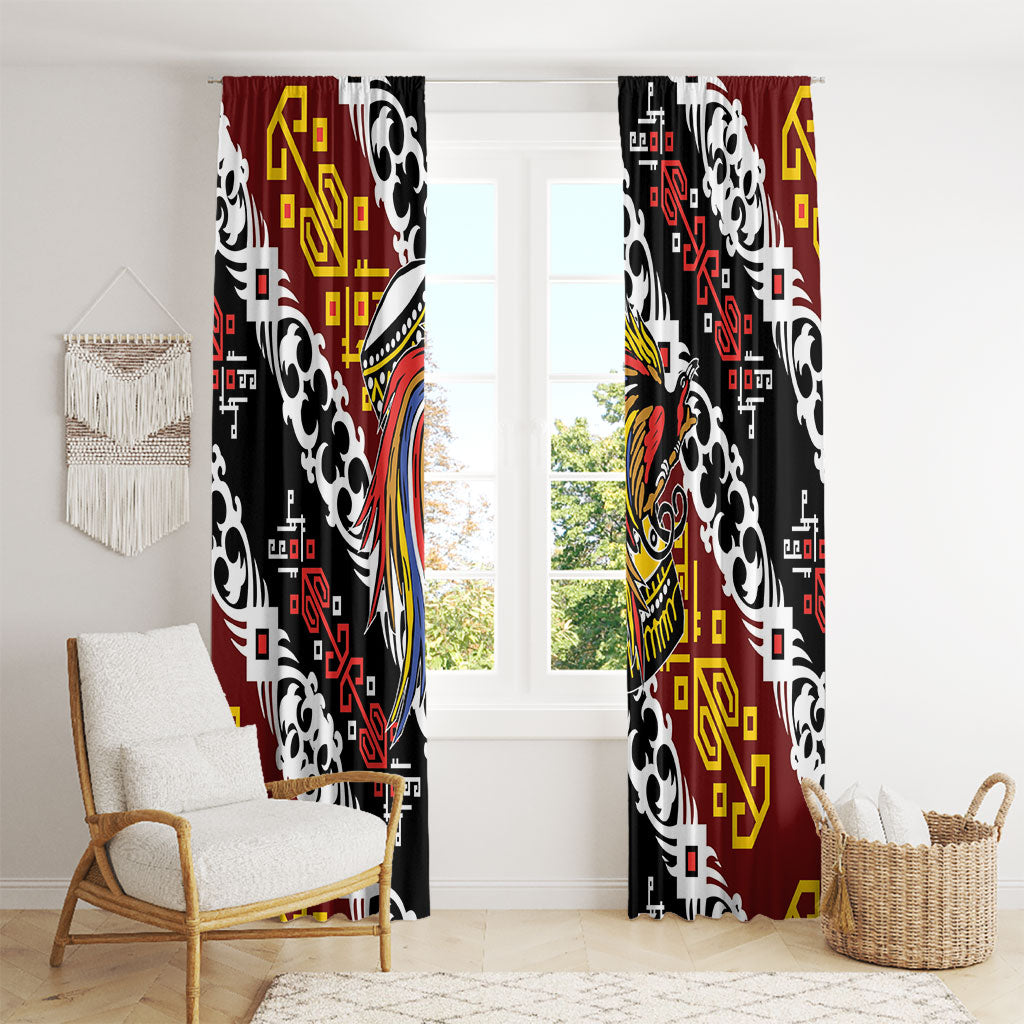 Papua New Guinea Bird Drum Window Curtain Papuan Batik Motif LT9 - Polynesian Pride