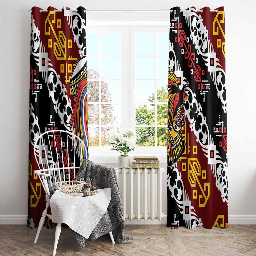 Papua New Guinea Bird Drum Window Curtain Papuan Batik Motif LT9 - Polynesian Pride