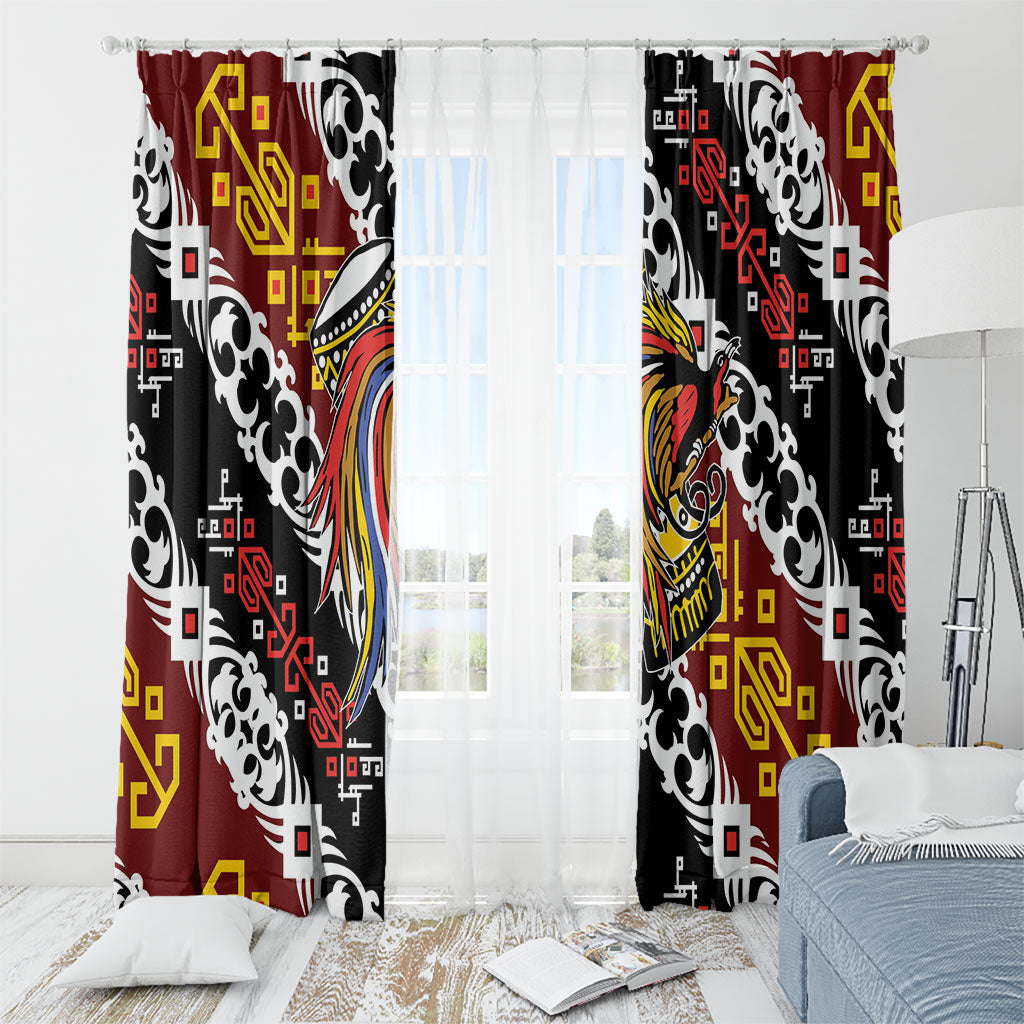 Papua New Guinea Bird Drum Window Curtain Papuan Batik Motif LT9 - Polynesian Pride