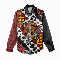 Personalised Papua New Guinea Bird Drum Women Casual Shirt Papuan Batik Motif LT9 - Polynesian Pride