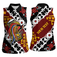 Personalised Papua New Guinea Bird Drum Women Sleeveless Polo Shirt Papuan Batik Motif LT9 - Polynesian Pride