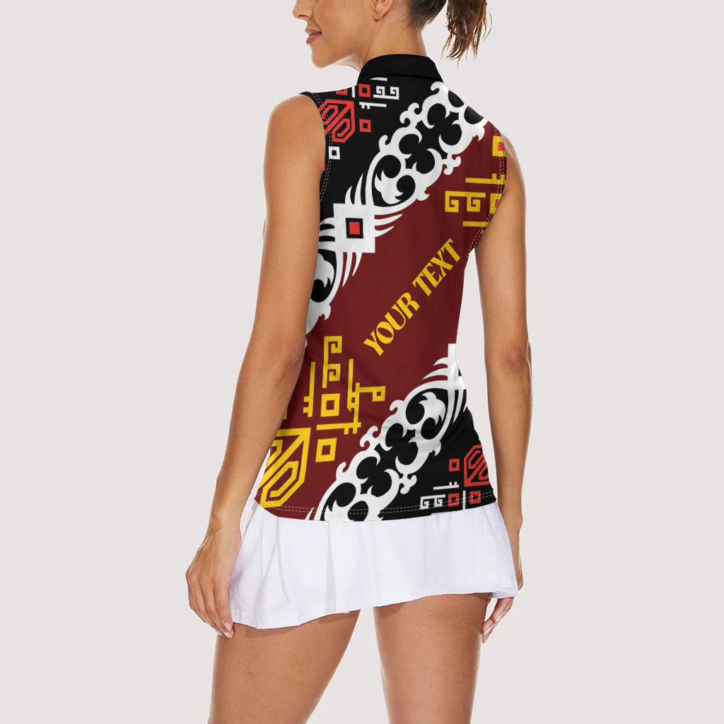 Personalised Papua New Guinea Bird Drum Women Sleeveless Polo Shirt Papuan Batik Motif LT9 - Polynesian Pride