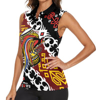 Personalised Papua New Guinea Bird Drum Women Sleeveless Polo Shirt Papuan Batik Motif LT9 - Polynesian Pride