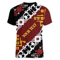 Personalised Papua New Guinea Bird Drum Women V-Neck T-Shirt Papuan Batik Motif LT9 - Polynesian Pride
