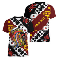 Personalised Papua New Guinea Bird Drum Women V-Neck T-Shirt Papuan Batik Motif LT9 - Polynesian Pride