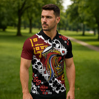 Personalised Papua New Guinea Bird Drum Zipper Polo Shirt Papuan Batik Motif LT9 - Polynesian Pride