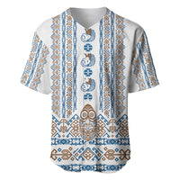 Personalised Papua New Guinea Bird Ethnic Baseball Jersey Papuan Batik Inspired Pattern LT9 White - Polynesian Pride