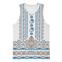 Personalised Papua New Guinea Bird Ethnic Basketball Jersey Papuan Batik Inspired Pattern LT9 Unisex White - Polynesian Pride