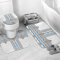 Papua New Guinea Bird Ethnic Bathroom Set Papuan Batik Inspired Pattern LT9 Mat Set Only (3 pcs) One Size White - Polynesian Pride