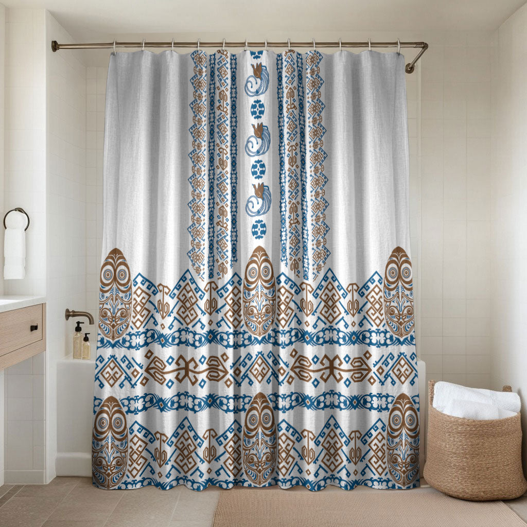 Papua New Guinea Bird Ethnic Bathroom Set Papuan Batik Inspired Pattern LT9 Shower Curtain Only White - Polynesian Pride