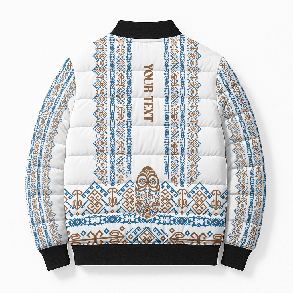 Personalised Papua New Guinea Bird Ethnic Bomber Puffer Jacket Papuan Batik Inspired Pattern LT9 - Polynesian Pride
