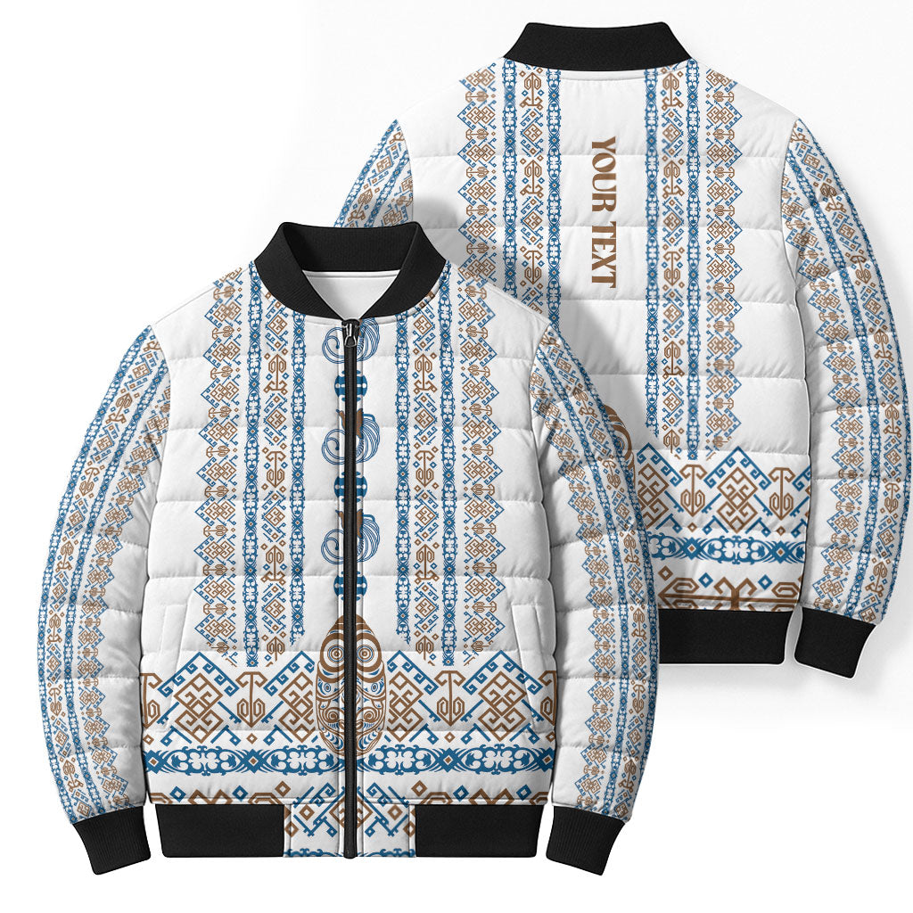 Personalised Papua New Guinea Bird Ethnic Bomber Puffer Jacket Papuan Batik Inspired Pattern LT9 - Polynesian Pride