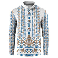 Personalised Papua New Guinea Bird Ethnic Button Sweatshirt Papuan Batik Inspired Pattern LT9 White - Polynesian Pride