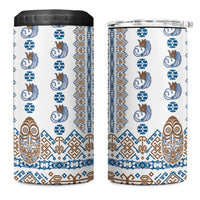 Papua New Guinea Bird Ethnic 4 in 1 Can Cooler Tumbler Papuan Batik Inspired Pattern LT9 One Size: 16 oz White - Polynesian Pride